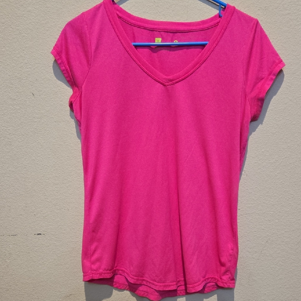 Xersion Pink Fitted Cap Sleeve T-Shirt